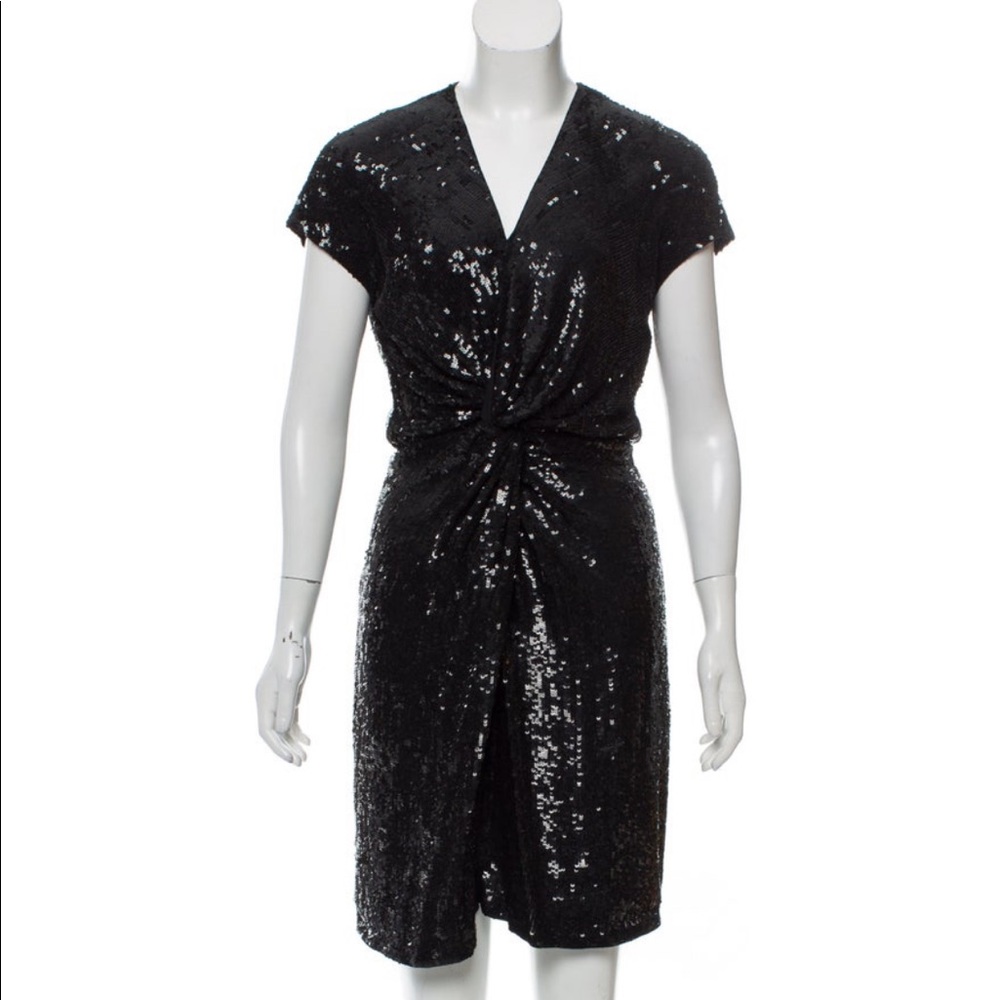 HAUTE HIPPIE Black Sequin Silk Dress Sz XS